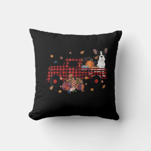 Bulldog Pumpkin Truck Thanksgiving Halloween Gift Throw Pillow