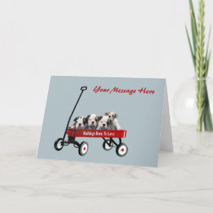 Bulldog Puppies In Wagon Greeting Card