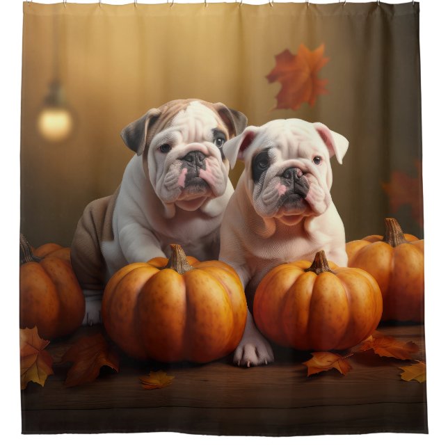 Bulldog Puppy Autumn Delight Pumpkin  (Front)