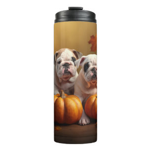 Bulldog Puppy Autumn Delight Pumpkin  Thermal Tumbler