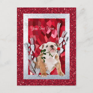 Bulldog Puppy Customize It Valentine Postcard