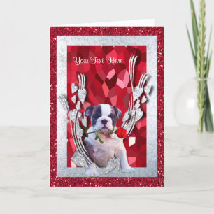Bulldog Puppy Customize It Valentine Version 3 Holiday Card