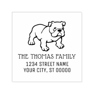 Bulldog Puppy Dog Name Return Address Self-inking Stamp