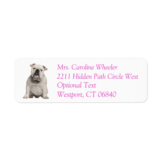 Bulldog Puppy Dog Return Address Name Label (Front)