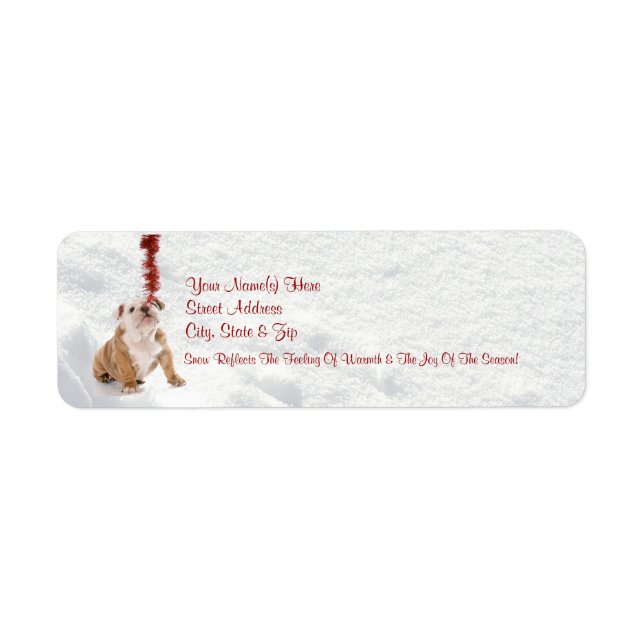 Bulldog Puppy Let It Snow!  Return Address Labels (Front)