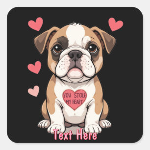 Bulldog Puppy with Heartfelt Message Square Sticker