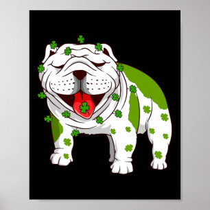 Bulldog Pyjamas Shamrock St Patrick's Day  Poster