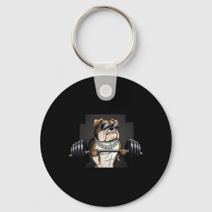 Bulldog Rat Weightlifting Bodybuilding Fitness Dad Keychain