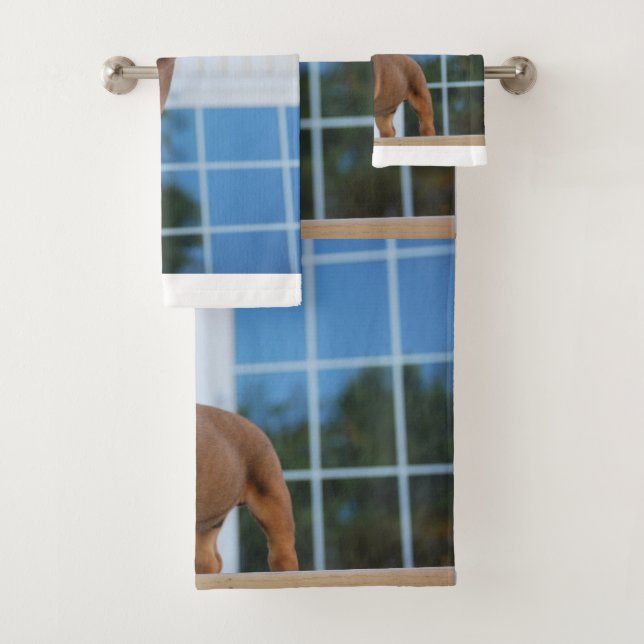 bulldog-red and white puppy bath towel set (Insitu)