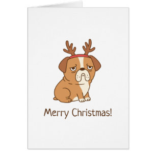 Bulldog Reindeer Antlers Joyeux voeux de Noël