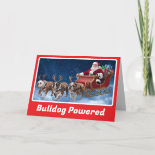 Bulldog Reindeer Card