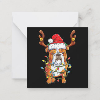 Bulldog Reindeer Funny Christmas Card