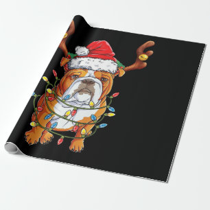 Bulldog Reindeer Funny Christmas Wrapping Paper