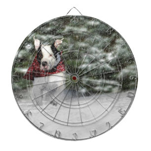 Bulldog Rescue Pup Dashing through the Snow Dartboard
