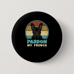 Bulldog Retro Vintage 60s 70s Fun Frenchie Loves 2 Inch Round Button