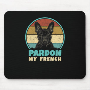 Bulldog Retro Vintage 60s 70s Fun Frenchie Loves Mouse Pad