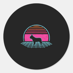 Bulldog Retro Vintage 80s Style Dog Lover Gift Classic Round Sticker
