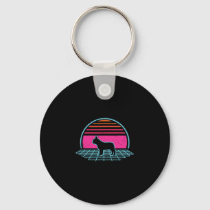 Bulldog Retro Vintage 80s Style Dog Lover Gift Keychain