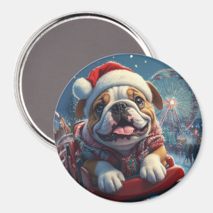 Bulldog Roller Coaster Christmas Magnet