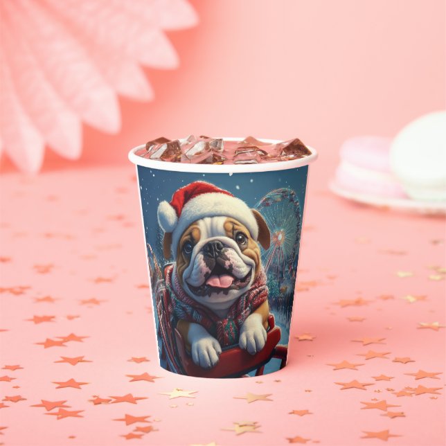 Bulldog Roller Coaster Christmas Paper Cups (Insitu)