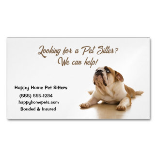 Bulldog Sadly Looking for a Pet Sitter Dog Walker Magnetic Business Card