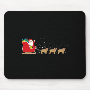 Bulldog Santa Christmas Sleigh - Fun Bulldog Xmas Mouse Pad