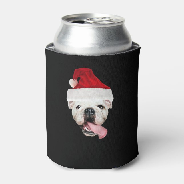 Bulldog Santa Essential T-Shirt Can Cooler (Can Front)
