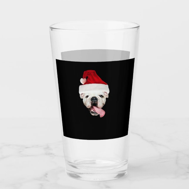 Bulldog Santa Essential T-Shirt Glass (Front)