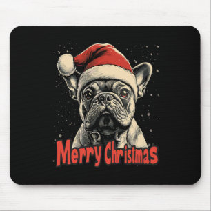 Bulldog Santa Hat Merry Christmas Xmas Dog Lover P Mouse Pad