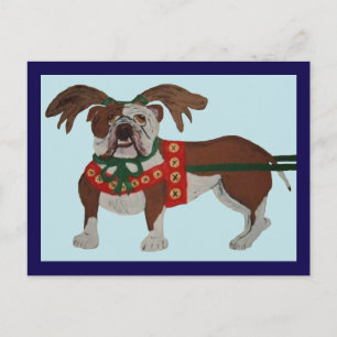 Bulldog Santa's Reindeer Postcard