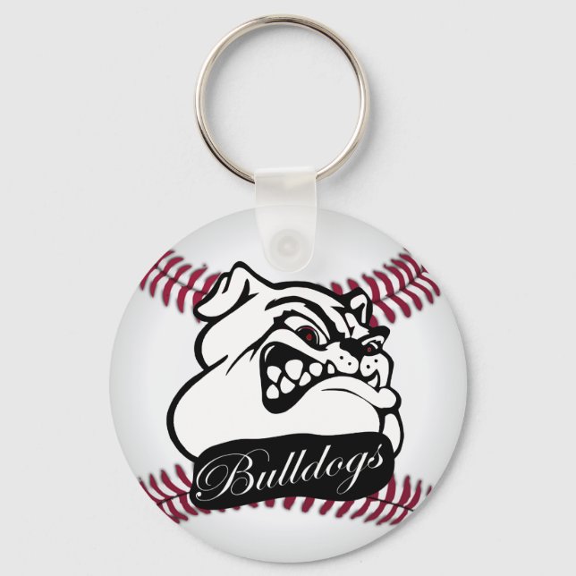 Bulldog School Team Mascot Baseball Keychain (Front)