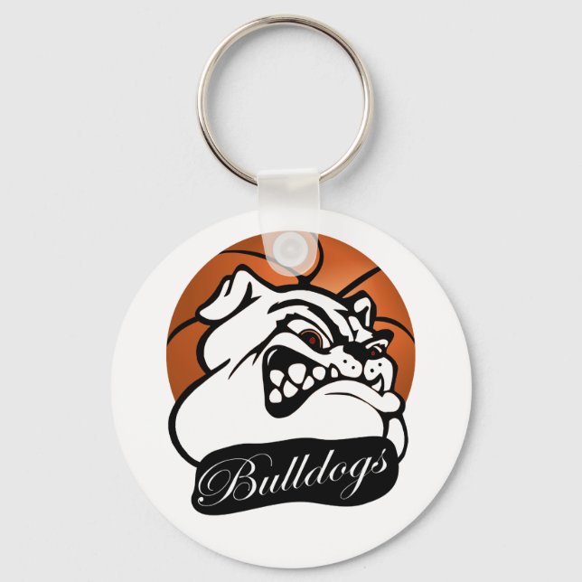 Bulldog School Team Mascot Basketball Keychain (Front)