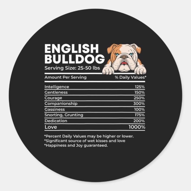 Bulldog Serving Size - Dog Owner Animal Lover  Classic Round Sticker (Front)
