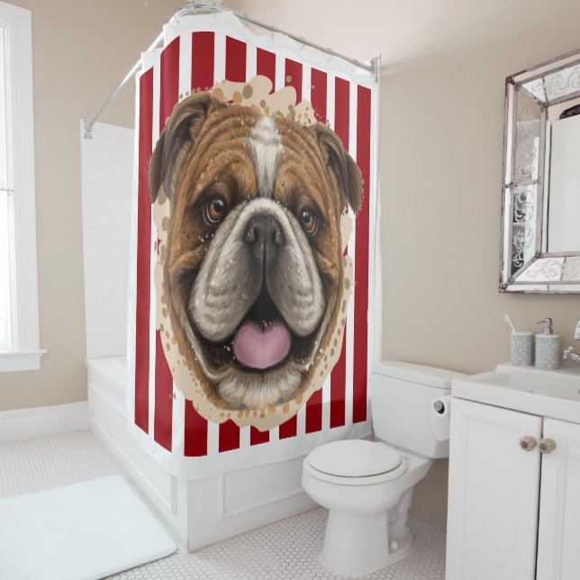 Bulldog Shower Curtain (In Situ)