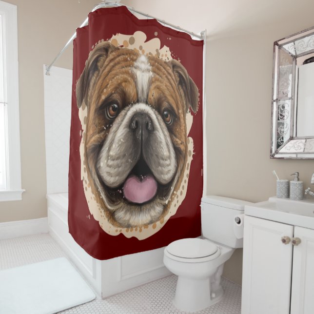 Bulldog Shower Curtain (In Situ)