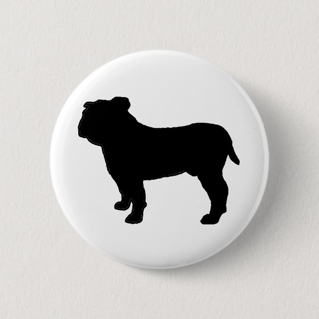 Bulldog Silhouette 2 Inch Round Button (Front)