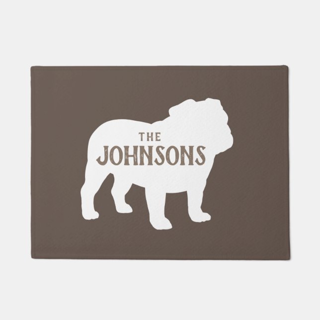 Bulldog Silhouette Custom Dog Lover's Doormat (Front)