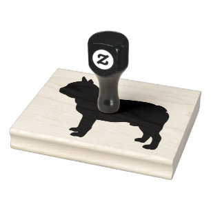 Bulldog Silhouette, Dog, 4" x 5" Rubber Stamp