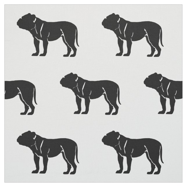 Bulldog Silhouette Pattern Pets Fabric (Swatch)