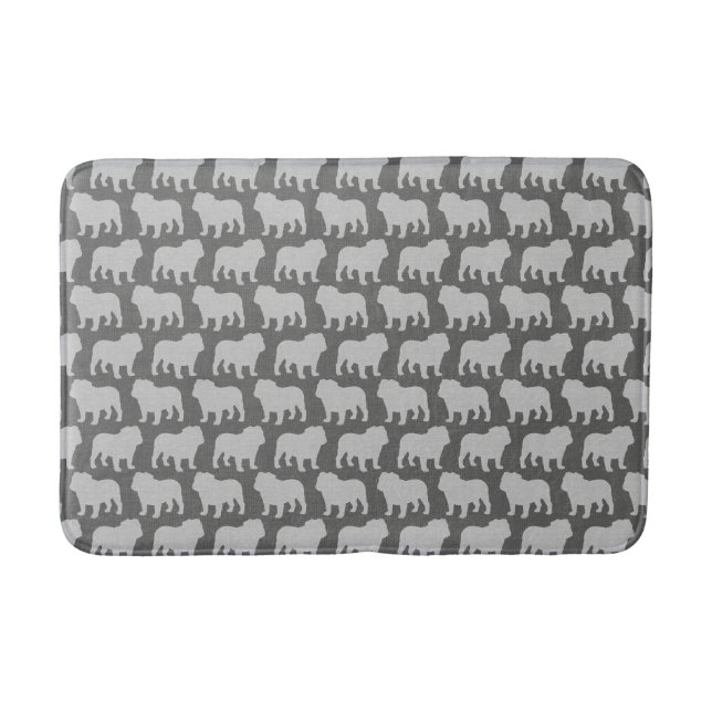 Bulldog Silhouettes Pattern Bath Mat (Front)