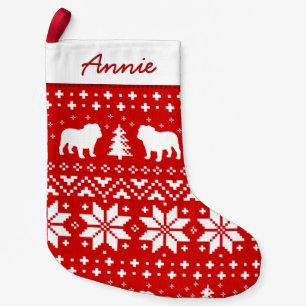 Bulldog Silhouettes Pattern Small Christmas Stocking