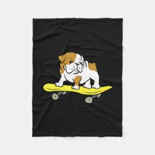 Bulldog Skateboarding Dog Skater Bulldog  Fleece Blanket
