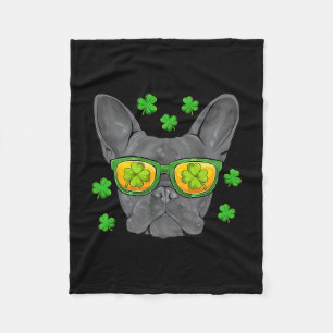 Bulldog St Patrick's Day Frenchie Lover Men Women  Fleece Blanket