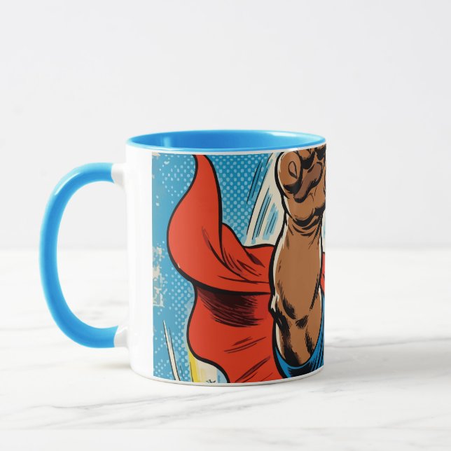 Bulldog Superhero Flying with Cape Mug (Left)