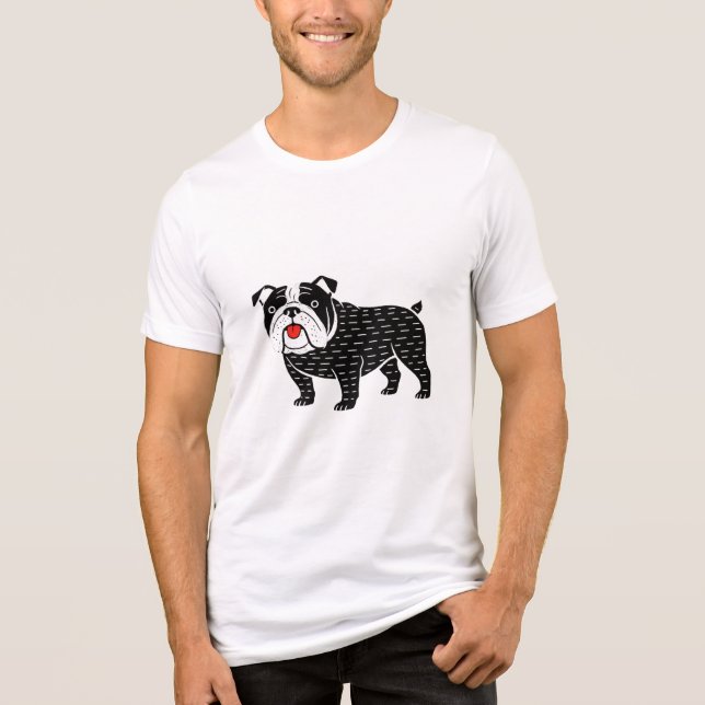 Bulldog T-Shirt | Kawaii Folk Art Dog Graphic Tee (Front)