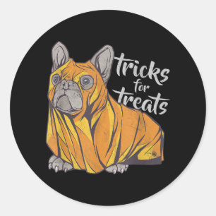 Bulldog Tricks For Treats Cute Halloween Bulldogs Classic Round Sticker