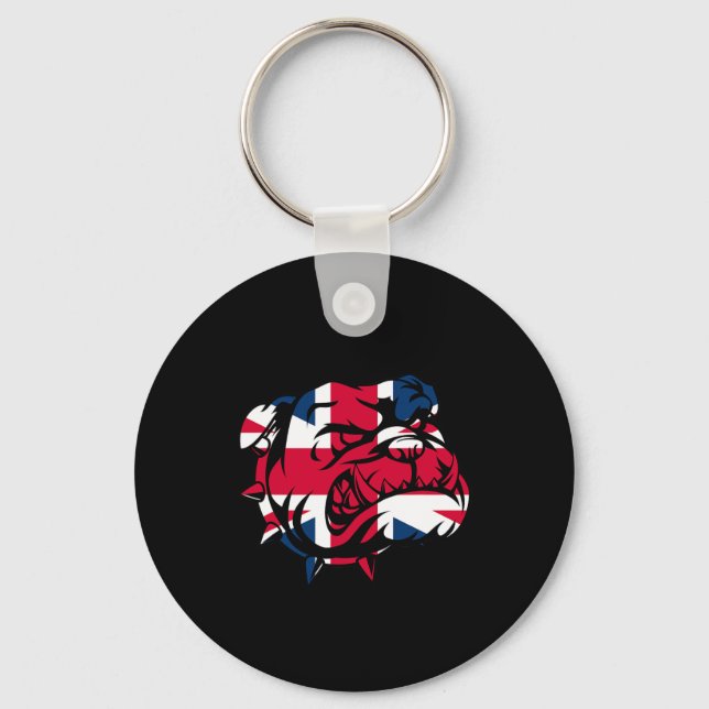 Bulldog Union Jack Flag  Keychain (Front)
