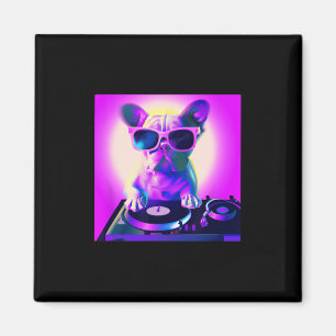 Bulldog Vaporwave Dj Dog Aesthetic Women Girls Magnet