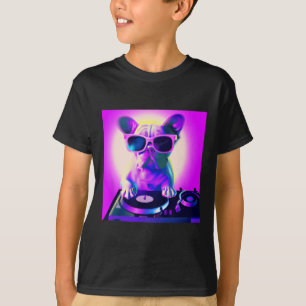 Bulldog Vaporwave Dj Dog Aesthetic Women Girls T-Shirt