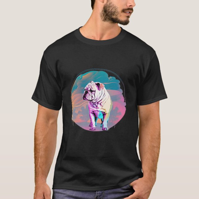 Bulldog Vaporwave Retrowave Aesthetic T-Shirt (Front)